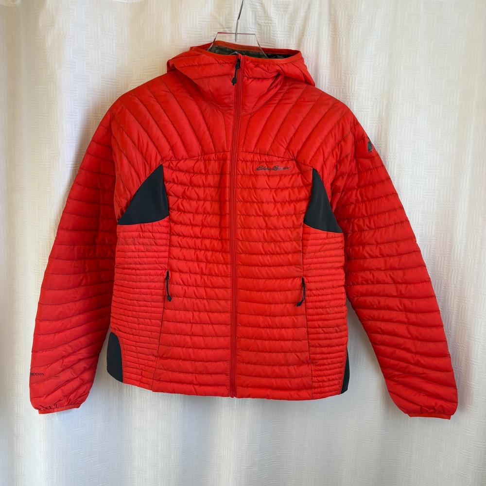 Eddie Bauer First‎ Ascent Womens Medium Red Hooded 800 Down Puffer Jacket Coat